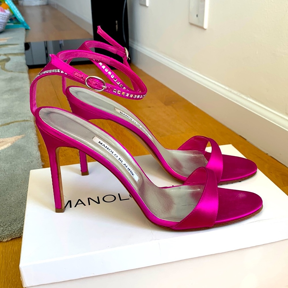 Manolo Blahnik satin heeled sandals